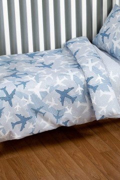 Комплект в кроватку поплин Самолетики голубой