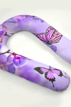 Фотонаволочка к подушке для беременных Бабочки у воды с орхидеями 