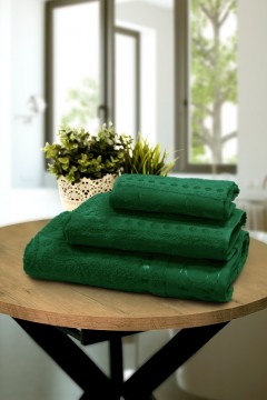 Набор махровых полотенец &quot;Жаккард  Темно-зеленый&quot;
