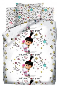 Детское постельное белье Миньоны Агнес с единорогом 